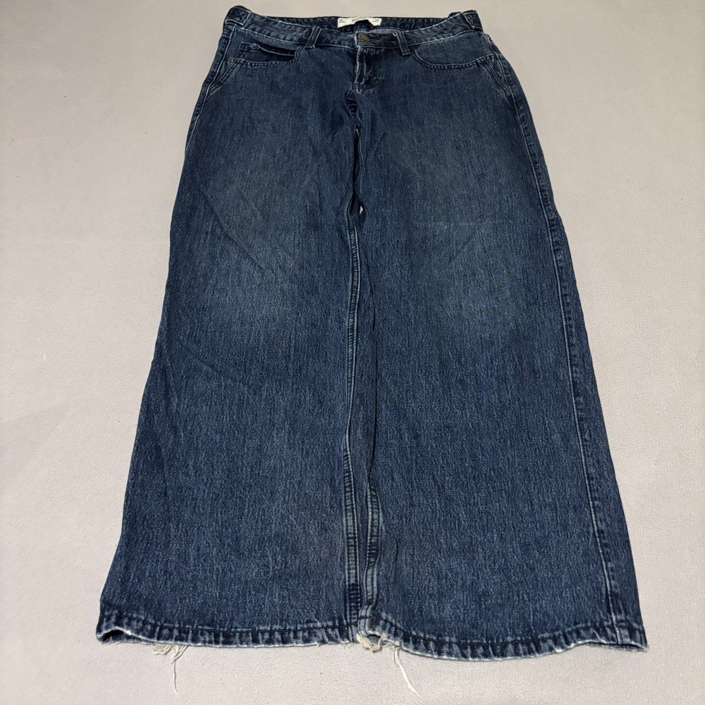 Hollister Womens Low-Rise Baggy Jeans 10R W30 Regular Dark Wash Raw Hem